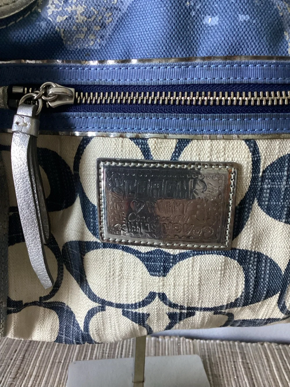 Y2K Coach Poppy Denim Patchwork Rocker Satchel Purse  16732